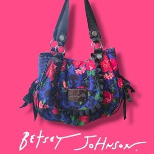 Betsey Johnson Floral Skull Women's Bag - Black and Pink